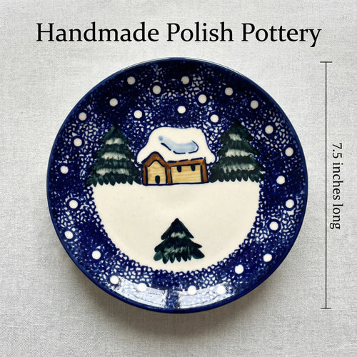 Polish Pottery Dimensions Winter Forest Dessert Plate