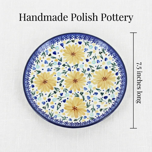 Polish Pottery Dimensions Yellow Daisy Dessert Plate