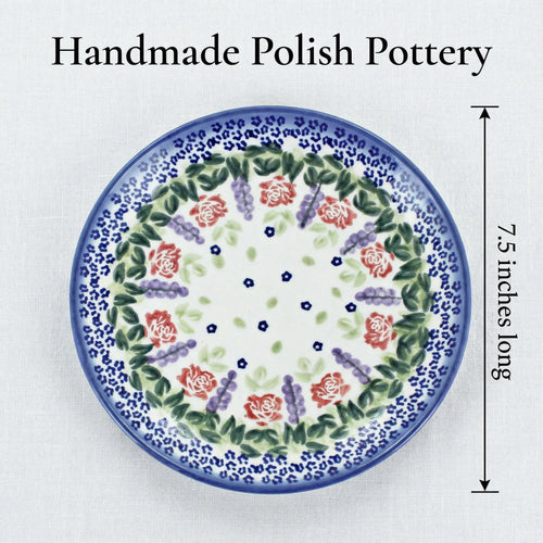 Roses Are Red Dessert Plate Polish Pottery