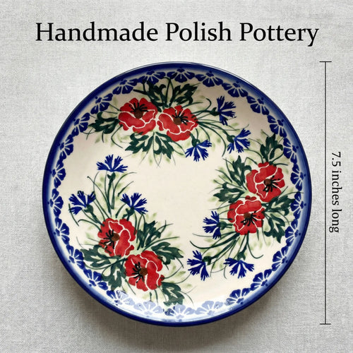Polish Pottery Dimensions Cherry Red Bouquet Dessert Plate
