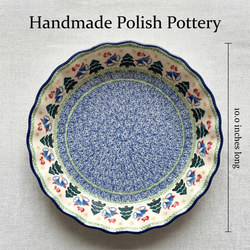 Winter Bells Pie Plate Polish Pottery