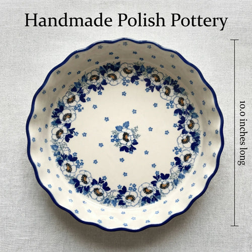 Polish Pottery Dimensions Georgia Blue Pie Plate