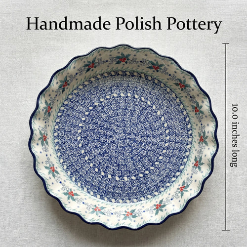 December Joy Pie Plate Polish Pottery