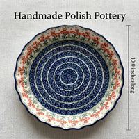 Peach Posy Pie Plate Polish Pottery