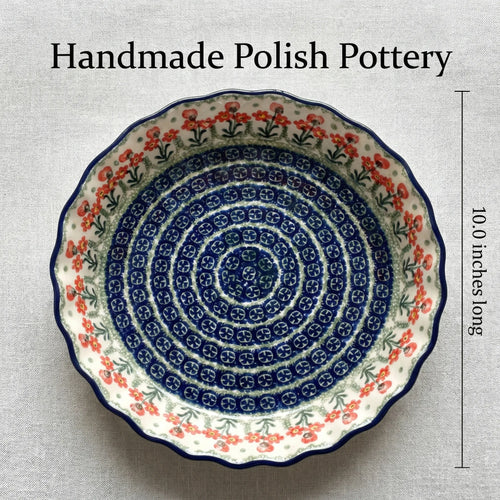 Peach Posy Pie Plate Polish Pottery