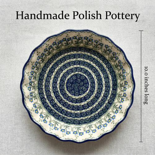 Blue Posy Pie Plate Polish Pottery