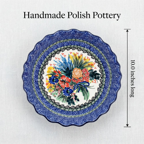 Summer Blooms Pie Plate Polish Pottery