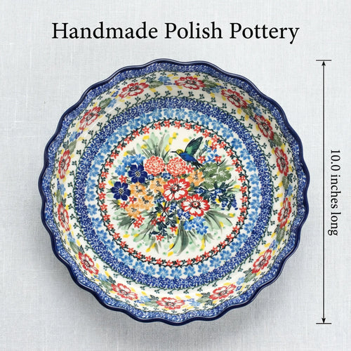 Hummingbird Pie Plate Polish Pottery