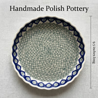 Peacock Swirl Torte Plate Polish Pottery