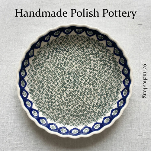 Peacock Swirl Torte Plate Polish Pottery