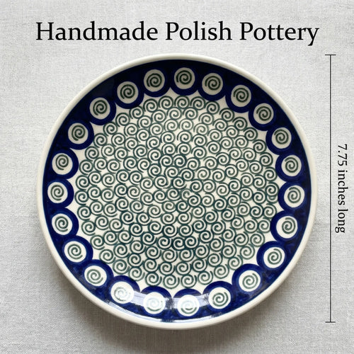 Polish Pottery Dimensions Peacock Swirl Dessert Plate