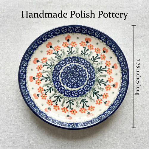 Polish Pottery Dimensions Peach Posy Dessert Plate