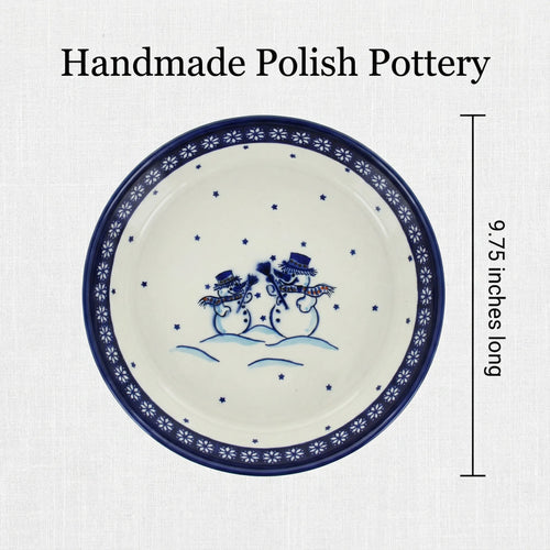 Frosty Friend Pie Plate Polish Pottery
