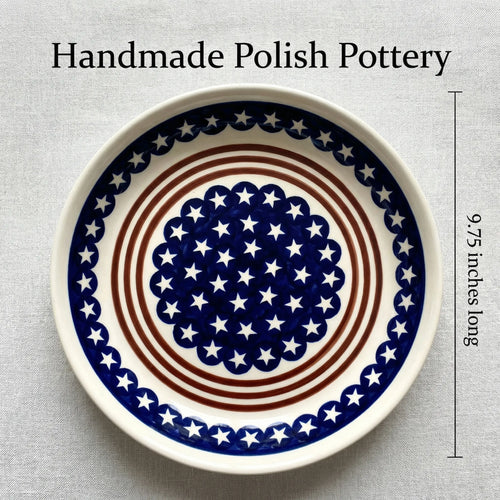 Stars & Stripes Pie Plate Polish Pottery