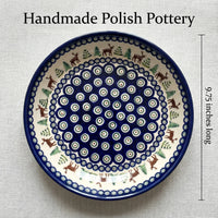 Reindeer Pine Pie Plate Polish Pottery