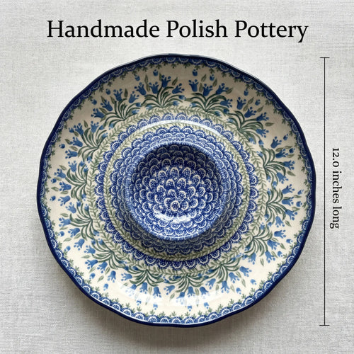 Tulip Bouquet Chip & Dip Plate Polish Pottery