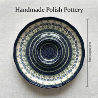 Blue Posy Chip & Dip Plate Polish Pottery