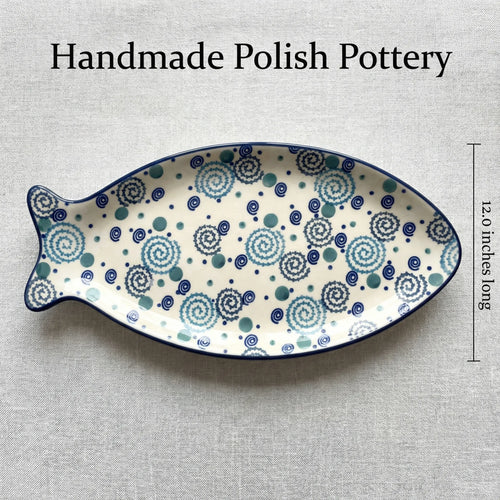 Bubbles Medium Fish Platter Polish Pottery