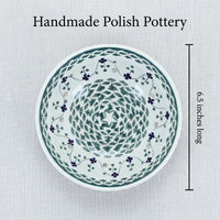 Sage Floral Berry Bowl with Plate Polish Pottery