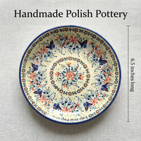 Blue Butterfly Berry Bowl with Plate Polish Pottery