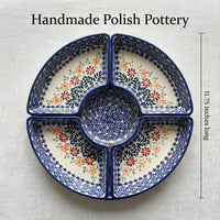 Garden Bouquet Tray with 4 Plates Polish Pottery
