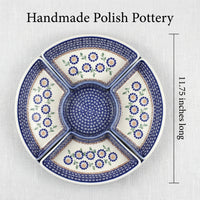 Peach Blossom Tray with 4 Plates Polish Pottery