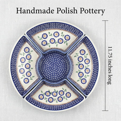 Peach Blossom Tray with 4 Plates Polish Pottery