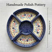 Blue Butterfly Tray with 4 Plates Polish Pottery