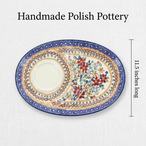 Red Daisy Breakfast Plate Polish Pottery