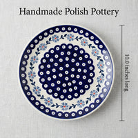 Blue Violet Pedestal Cake Plate Polish Pottery