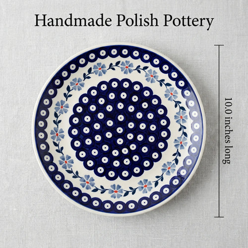 Blue Violet Pedestal Cake Plate Polish Pottery