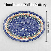 Garden Bouquet Large Oval Serving Platter Polish Pottery