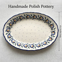Sunflower Large Oval Serving Platter Polish Pottery