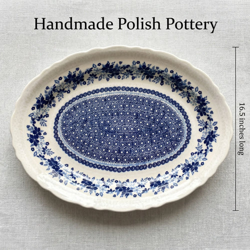 Elizabeth Large Oval Serving Platter Polish Pottery