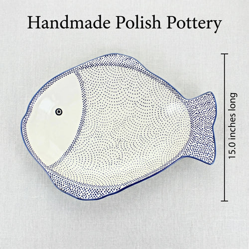 Small Dots Large Fish Platter Polish Pottery