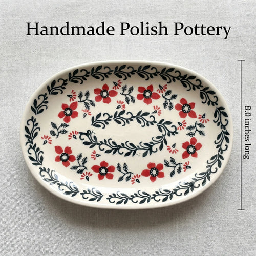 Scarlett Ivy Gravy Boat & Plate Polish Pottery