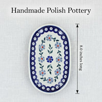 Blue Violet Gravy Boat & Plate Polish Pottery