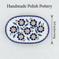 Sunflower Gravy Boat & Plate Polish Pottery