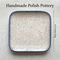 Small Dots Square Lunch Plate Polish Pottery