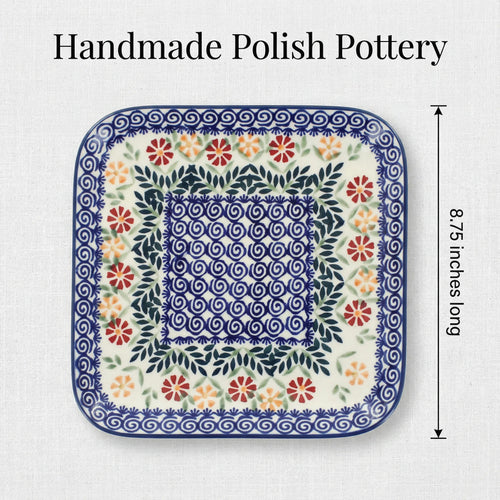 Polish Pottery Dimensions Garden Bouquet Square Lunch Plate