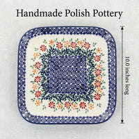 Garden Bouquet Large Square Plate Polish Pottery