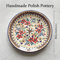 Polish Pottery Dimensions Red Daisy Dessert Plate