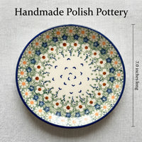 Polish Pottery Dimensions Green Daisy Dessert Plate