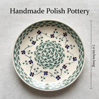 Polish Pottery Dimensions Sage Floral Dessert Plate