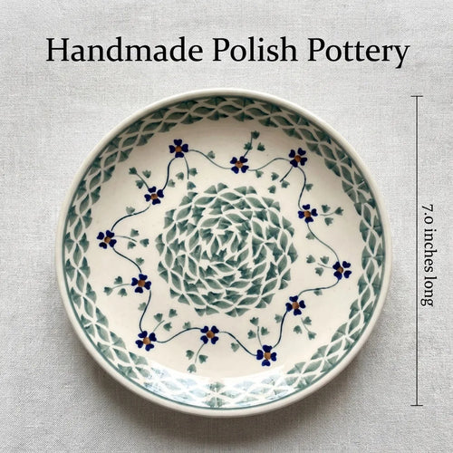 Polish Pottery Dimensions Sage Floral Dessert Plate