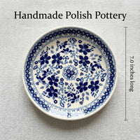 Polish Pottery Dimensions Vintage Blue Daisy Dessert Plate