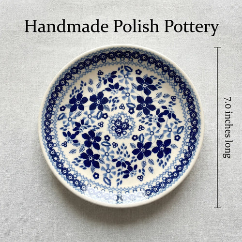 Polish Pottery Dimensions Vintage Blue Daisy Dessert Plate