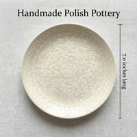 Polish Pottery Dimensions White Lace Dessert Plate
