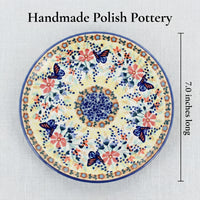 Polish Pottery Dimensions Blue Butterfly Dessert Plate