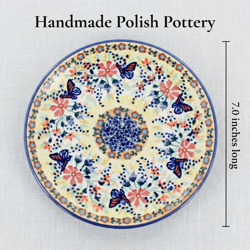 Polish Pottery Dimensions Blue Butterfly Dessert Plate